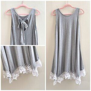 Spenser Jeremy Gray White Lace Sleeveless Swing Dress